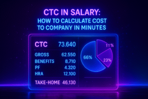 Person calculating salary structure on a laptop – CTC formula and examples
