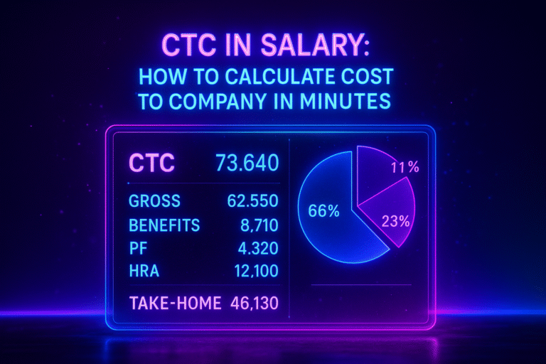 Person calculating salary structure on a laptop – CTC formula and examples
