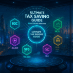 Infographic showing essential income tax saving tips and investment options for young Indians