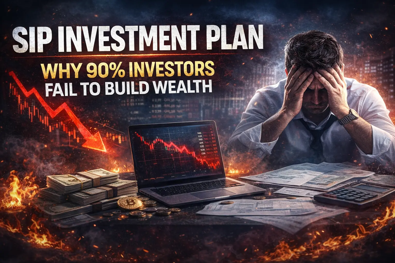 SIP investment plan showing why 90% investors fail to build wealth with market losses and compounding mistakes
